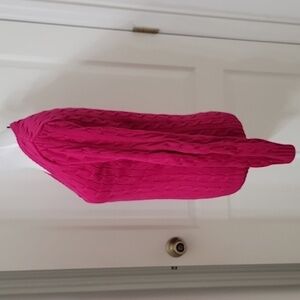 Ralph Lauren Sport Size M Pink Cable Knit V-Neck Sweater, Exc. Used Condition